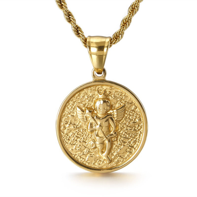 Kemstone 316L Stainless Steel Angel Halo Pendant – Minimalist Titanium Steel Chain KP80822-Z