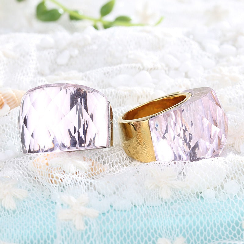 Anillo de oro de 18 quilates con baño electrolítico al vacío de Kemstone y cristal multicolor, diseño de estética simplificada KR31887-K