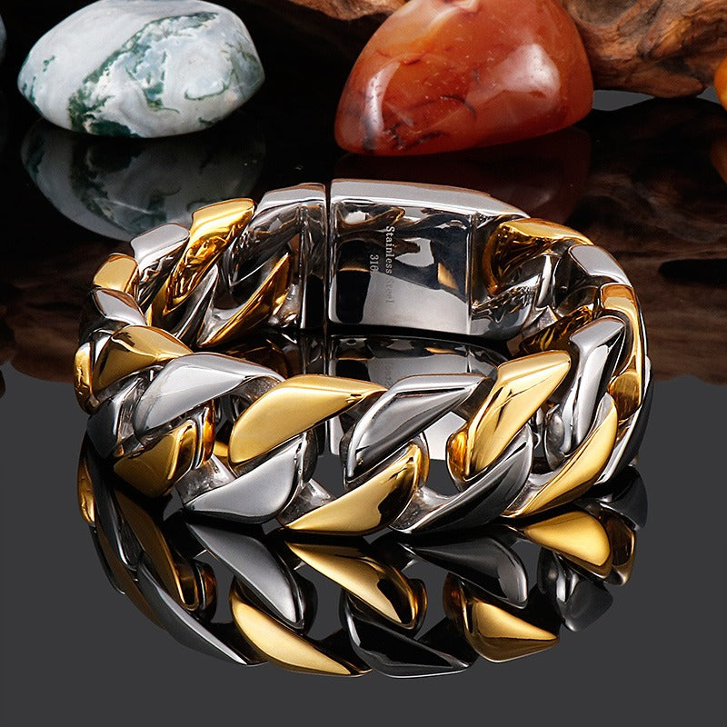 Kemstone Matte Titanium Steel Cuban Link Bracelet – Rugged Minimalist Chain for Men’s Urban & Gothic Style KB162789