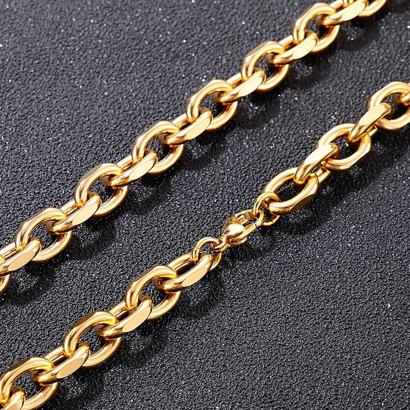 Kemstone Matte Stainless Steel O-Link Chain Set – Gothic Rock Choker & Bracelet for Men’s Urban Streetwear KS138454-Z