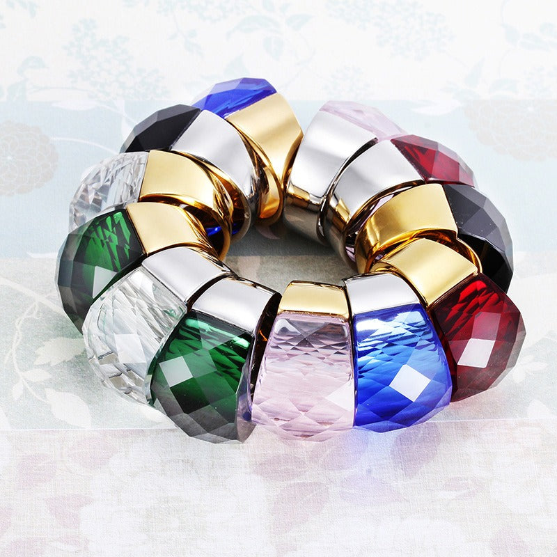 Anillo de oro de 18 quilates con baño electrolítico al vacío de Kemstone y cristal multicolor, diseño de estética simplificada KR31887-K