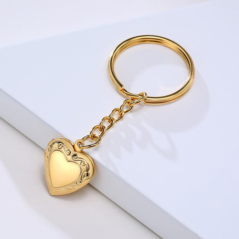 Colgante de corazón de acero inoxidable Kemstone con circonitas - Collar con dije que se abre para mujer PN-1364
