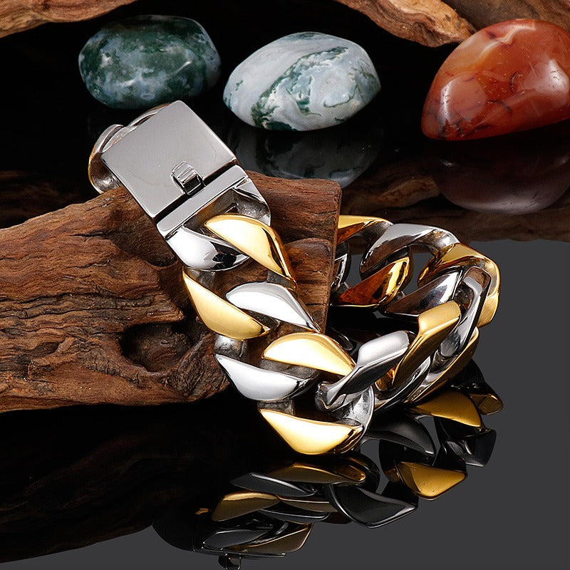 Kemstone Matte Titanium Steel Cuban Link Bracelet – Rugged Minimalist Chain for Men’s Urban & Gothic Style KB162789