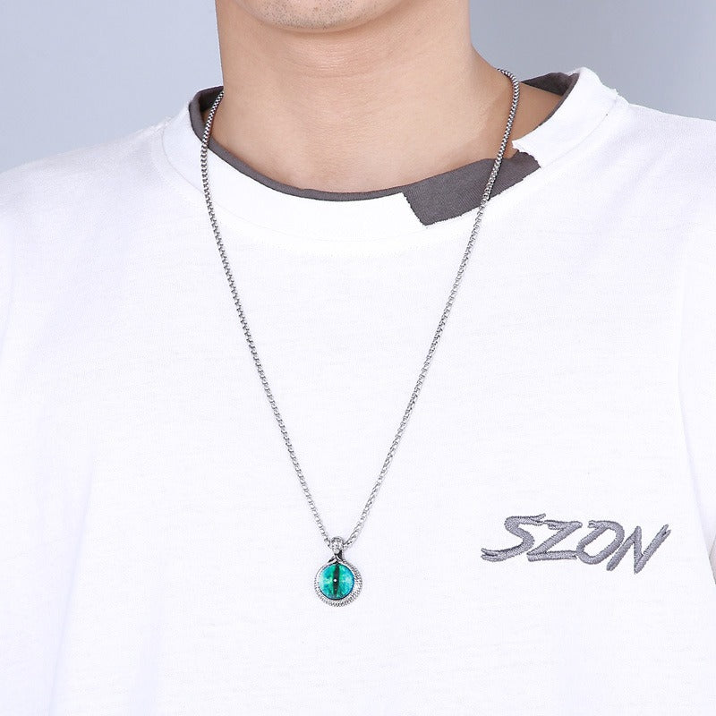 Kemstone Men’s Snake Pendant Necklace – Stainless Steel Gothic Punk Amulet, Norse Dark Jewelry KP55376-BD