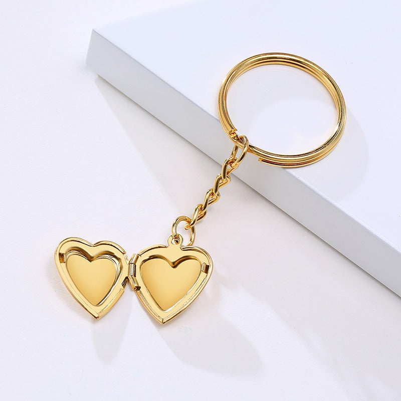 Colgante de corazón de acero inoxidable Kemstone con circonitas - Collar con dije que se abre para mujer PN-1364