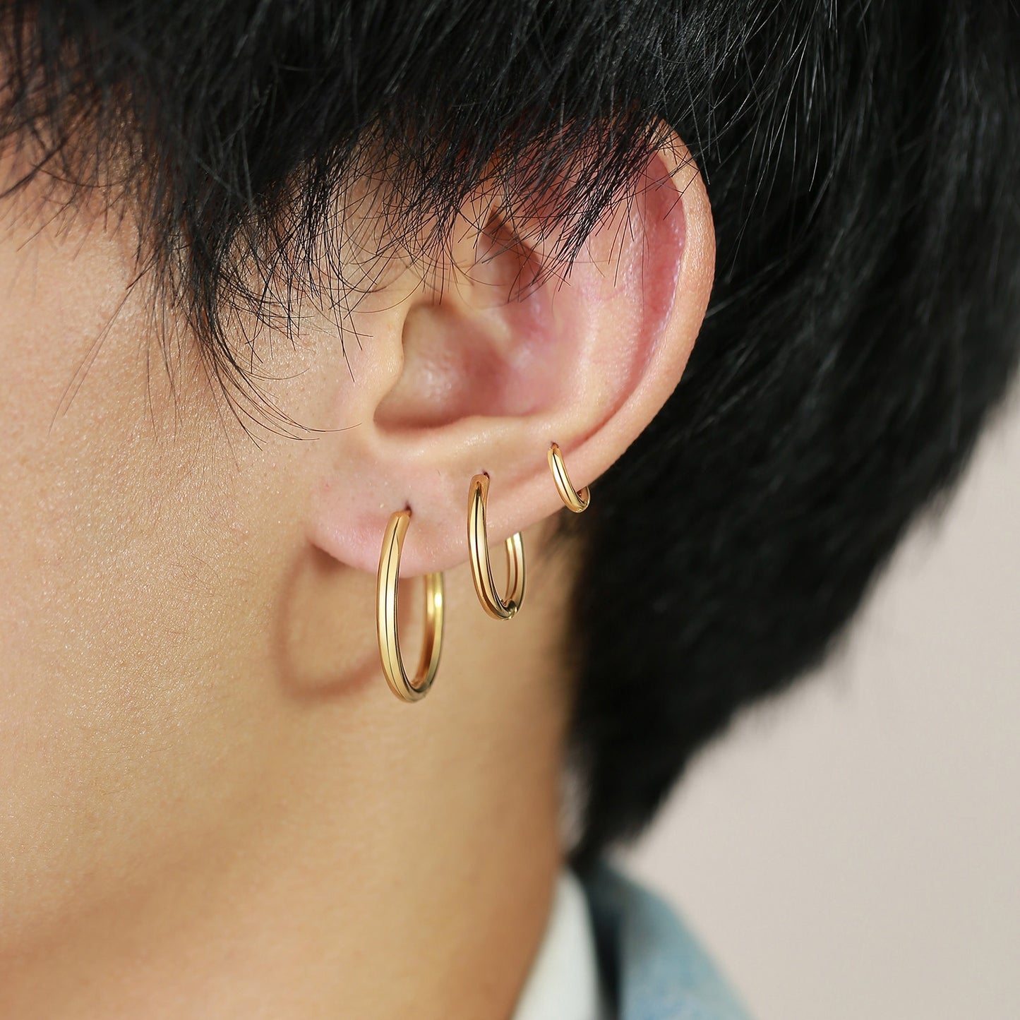 Titanium Steel Earrings – Minimalist Geometric Design with Custom Engraving EH-166
