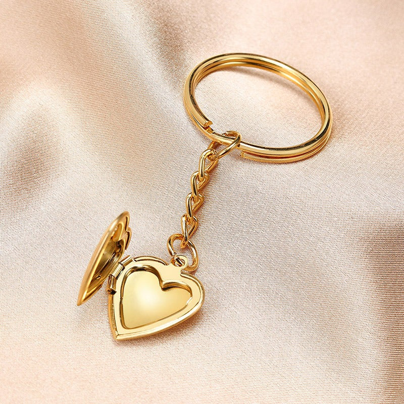 Colgante de corazón de acero inoxidable Kemstone con circonitas - Collar con dije que se abre para mujer PN-1364