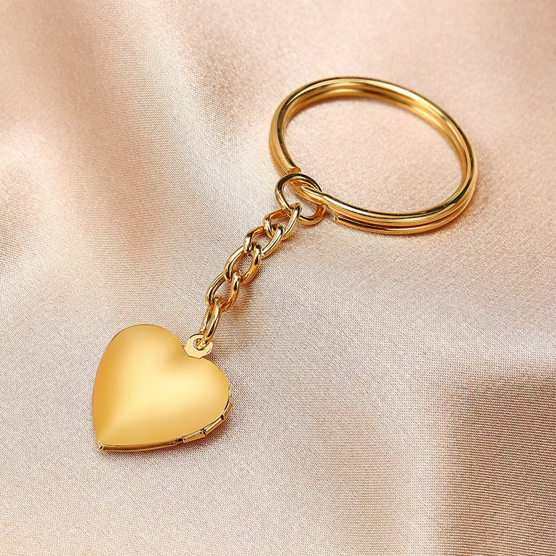 Colgante de corazón de acero inoxidable Kemstone con circonitas - Collar con dije que se abre para mujer PN-1364