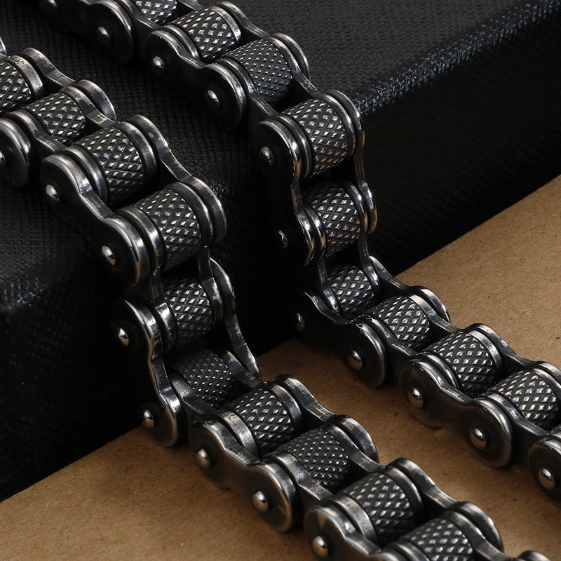 Kemstone Titanium Urban Biker Chain Bracelet – Lightweight Rugged Motorcycle Style KB86277