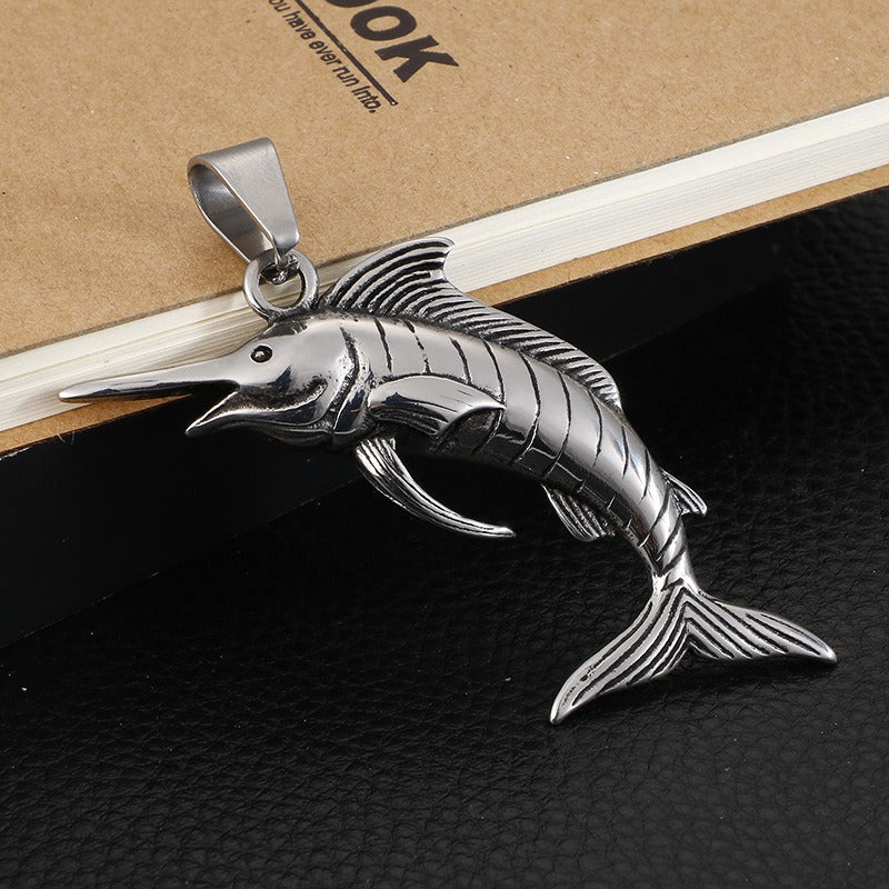 Kemstone Deep Sea Predator Pendant – Punk Tuna Necklace in Polished Stainless Steel KP57654-BD