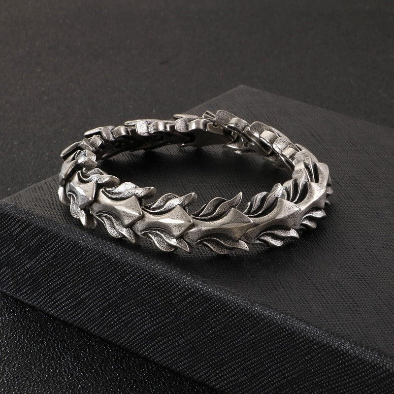 Kemstone Men's Titanium Steel Dragon Bone Chain - Urban Edge Bracelet for Everyday Boldness KB118446
