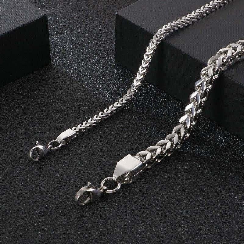 Kemstone Men’s Curb Chain Bracelet – Reversible Stainless Steel Streetwear in Gold, Silver, Black | KB129855-Z
