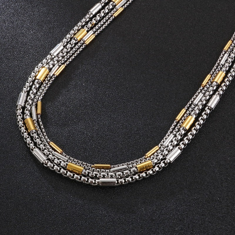 Collana con catena in acciaio al titanio Kemstone - Design geometrico moderno per unisex con osso KN107410-Z