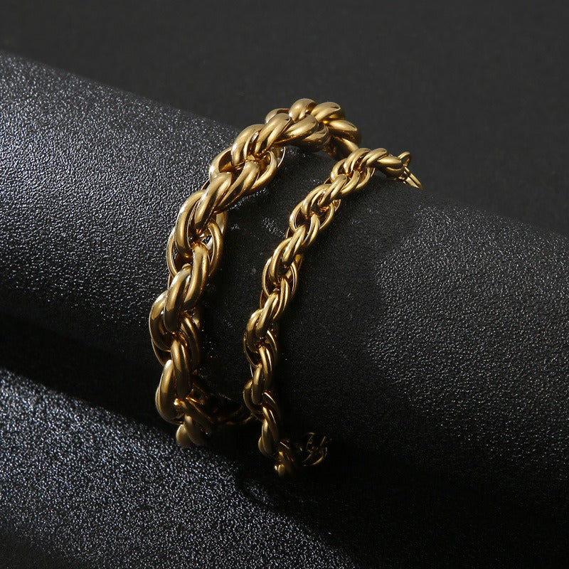 Kemstone Double-Clasp Adjustable Bracelet - Minimalist Stainless Steel Chain for Men's Daily Style KB107527-Z