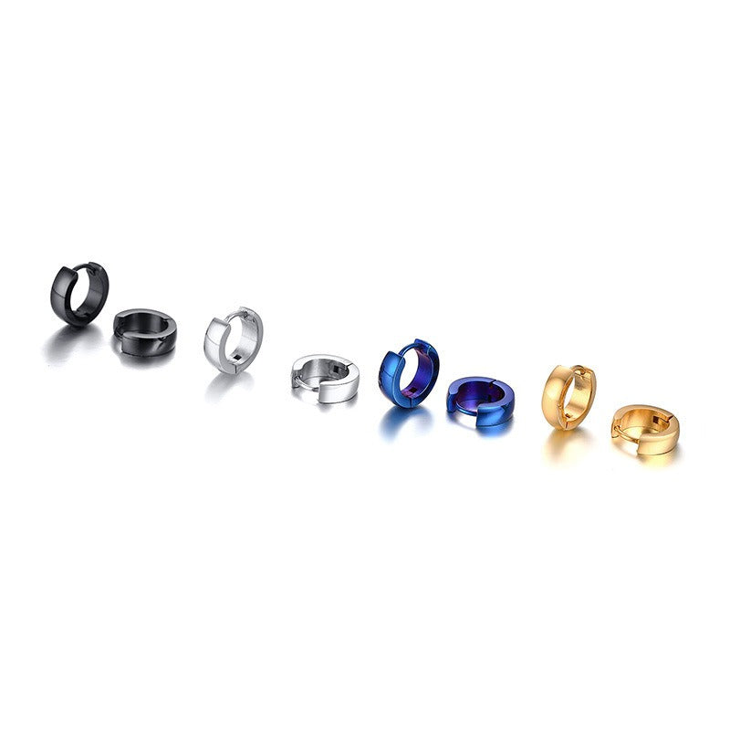 Men’s 4mm Stainless Steel Hoop Earrings – Minimalist Street Style EH-114