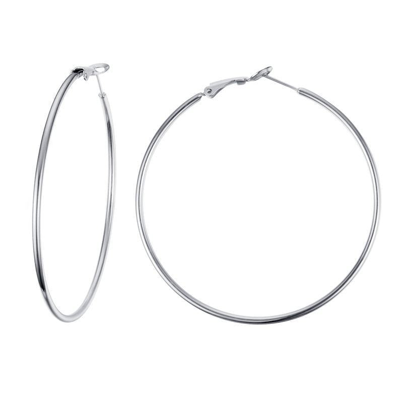 Stainless Steel Large Hoop Earrings for Women – Gold & Silver Minimalist Circle Hoops EH-180
