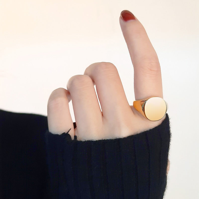 Anillo de acero inoxidable Kemstone con banda ancha - Joyería geométrica minimalista para parejas RC-448
