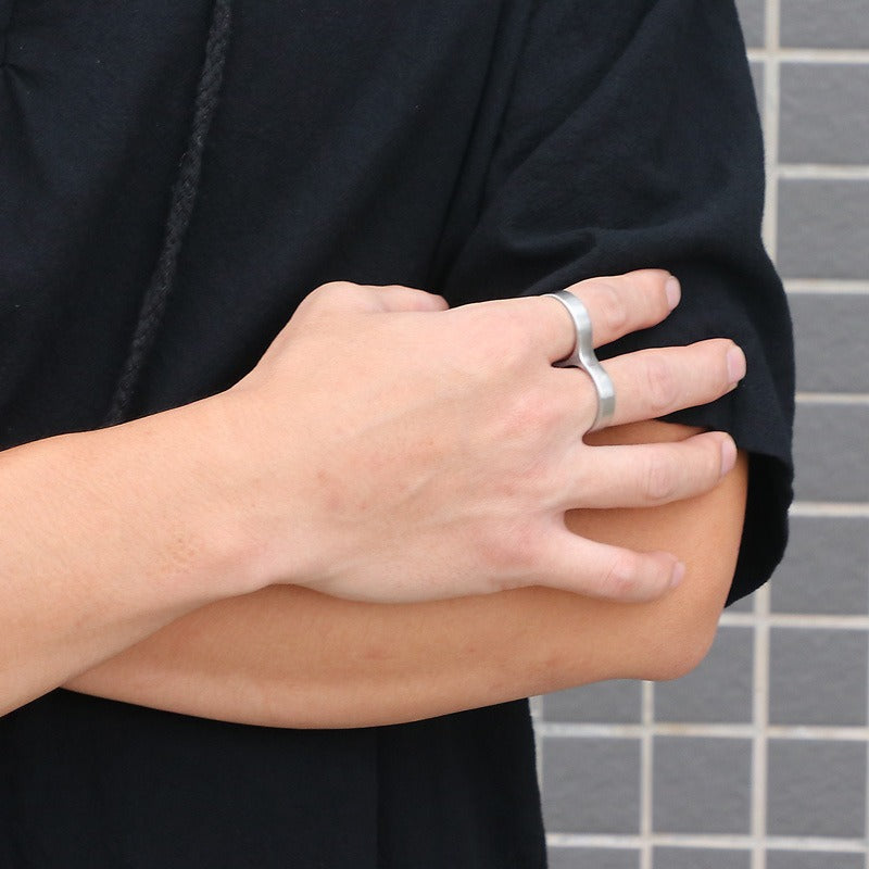 Kemstone Titanium Steel Dual-Loop Knuckle Ring – Smooth Punk Streetwear Men’s Jewelry KR92453