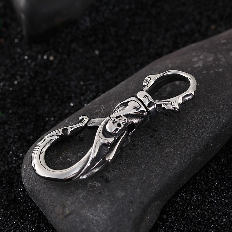 Kemstone Skull Pendant Necklace & Keychain – Stainless Steel Punk Jewelry for Men, Gothic Street Style KP47067