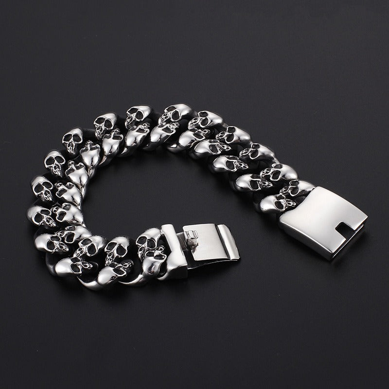 Bracciale a catena con teschio vintage Kemstone - Acciaio inossidabile Rebel Spirit KB78434-BD