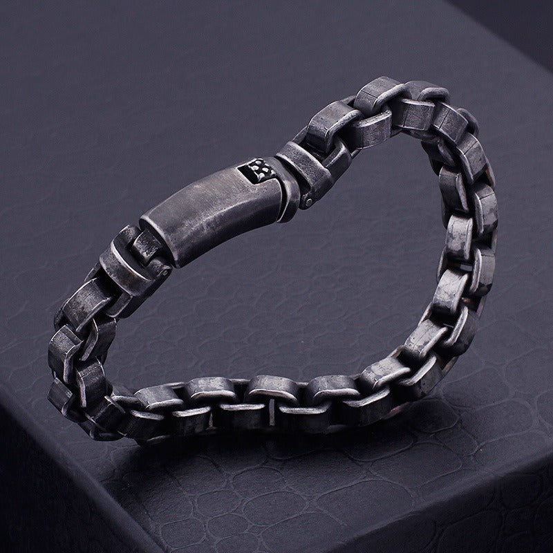 Kemstone Men’s Vintage Chain Link Bracelet – 316L Stainless Steel Rugged Minimalist Street Style KB95692-BD
