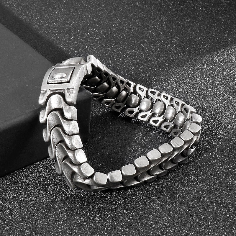 Kemstone Vintage Bolt-Chain Stainless Steel Bracelet - Bold Rugged Design for Men KB117455