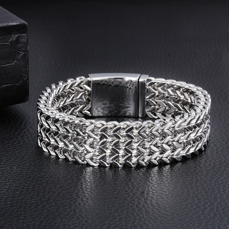 Men’s Stainless Steel Dragon Chain Bracelet – Norse Gothic Biker Jewelry | 12mm 18mm 30mm KB56409-D