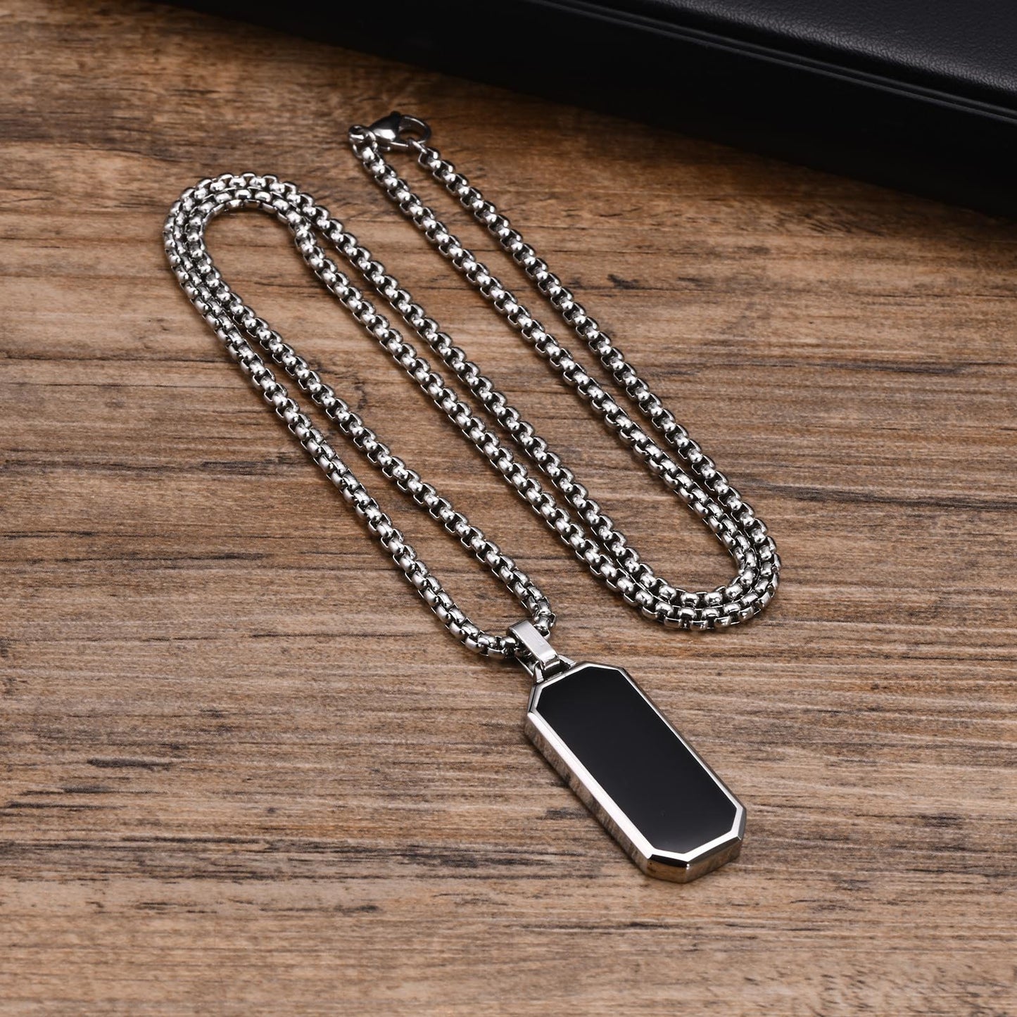 Men’s Stainless Steel Dog Tag Necklace – Geometric Minimalist Pendant PN-1858