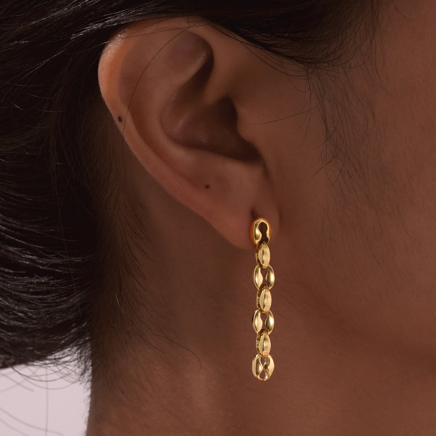 Pendientes de borlas de acero inoxidable dorados para mujer ED778