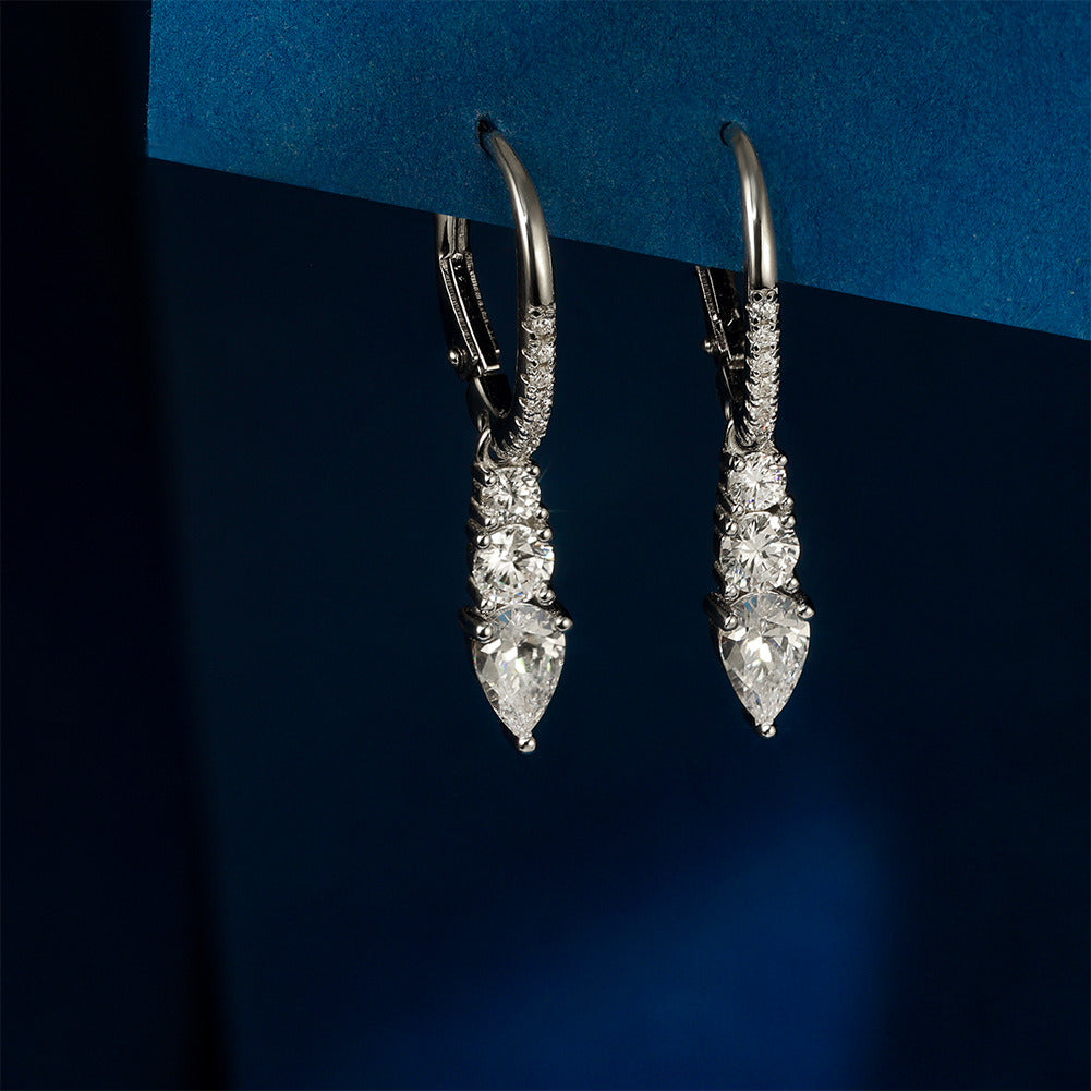 925 Sterling Silver Teardrop Cubic Zirconia Drop Earrings for Women | Gold & Platinum Plated Hypoallergenic Dangle Jewelry by Kemstone A4-LZE60