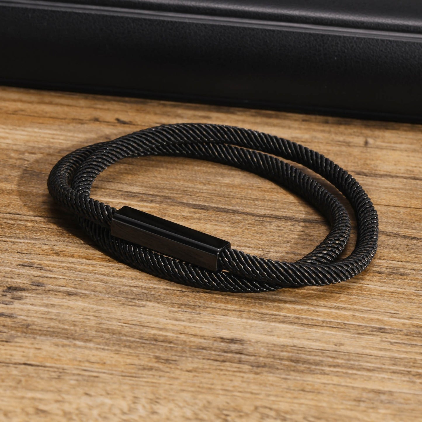 Men’s Double-Layer Milan Rope Bracelet – Stainless Steel Magnetic Clasp | Minimalist Street Style BR-1449
