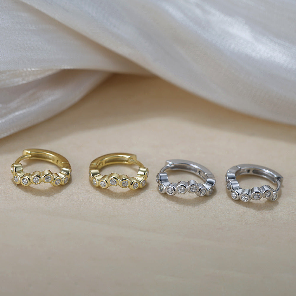 925 Sterling Silver Huggie Hoop Earrings for Women | CZ Pave Small Gold & Platinum Plated Handmade Jewelry by Kemstone A4-APE142