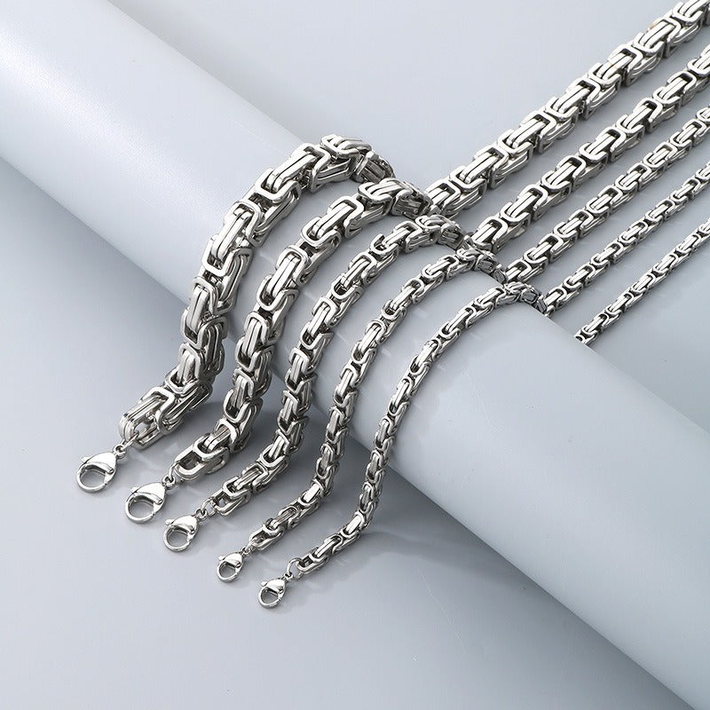 Kemstone King’s Byzantine Chain Necklace for Men – Heavy-Duty Stainless Steel Statement Jewelry KN33444-Z