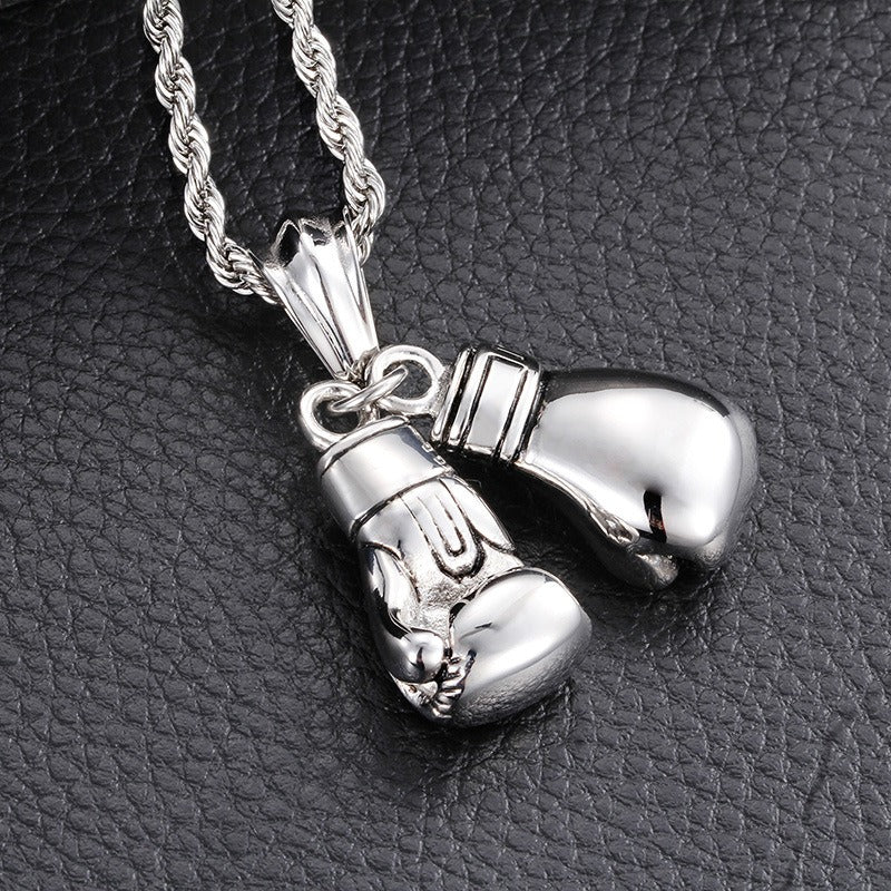 Kemstone Titanium Steel Boxing Glove Pendant – Heavyweight Fist Necklace for Men’s Street & Gym Style KP42085