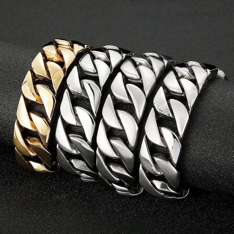 Kemstone Matte Titanium Steel Cuban Link Bracelet – Rugged Minimalist Chain for Men’s Urban & Gothic Style KB162789