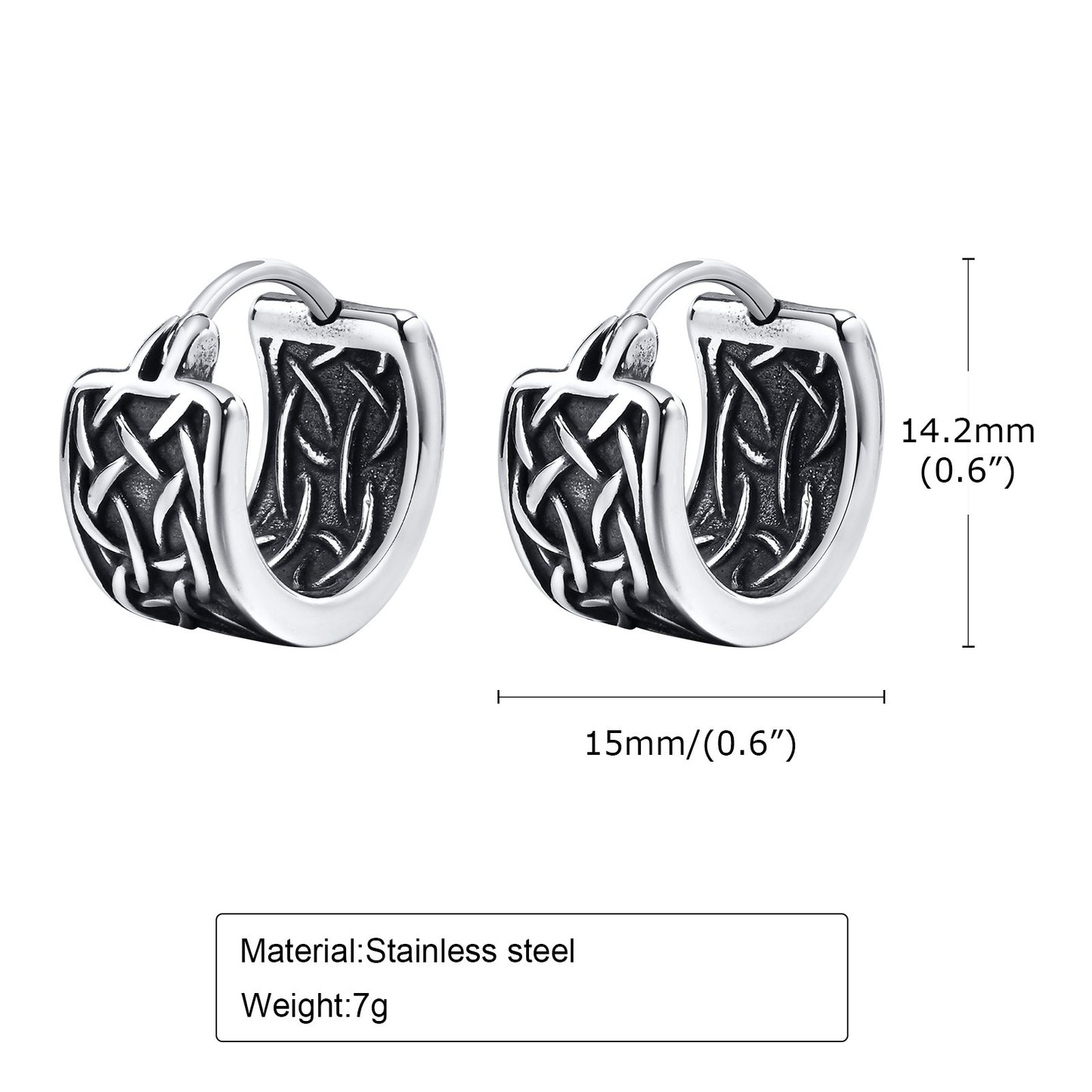 Kemstone Men’s Stainless Steel U-Shaped Hoop Earrings – Vintage Gothic Punk EH-605