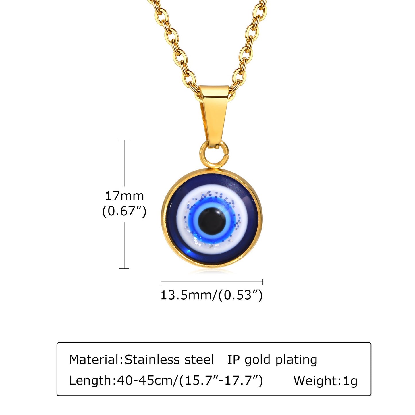 Collar con colgante de ojo malvado de acero inoxidable Kemstone, joya minimalista dorada para el día a día PN-1848