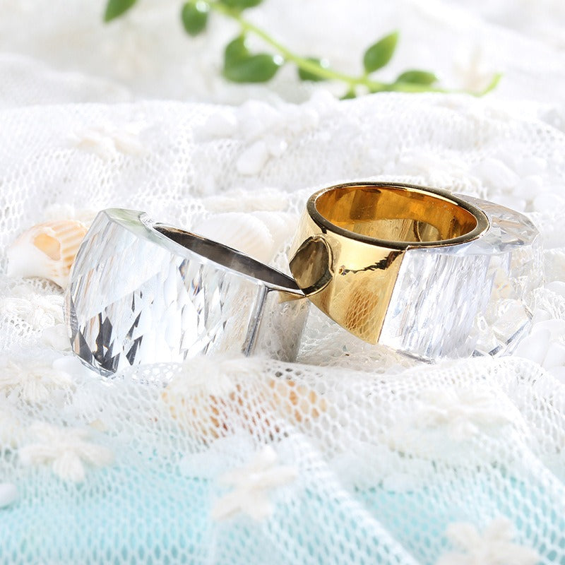 Anillo de oro de 18 quilates con baño electrolítico al vacío de Kemstone y cristal multicolor, diseño de estética simplificada KR31887-K