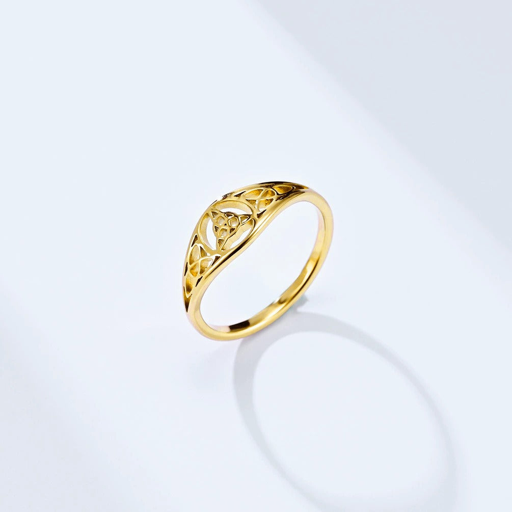 Kemstone Valknut Ring – Titanium Steel Ring for Women Silver Gold Rose Gold K-R680