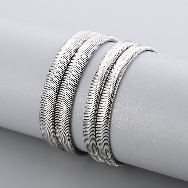 Men’s Flat Snake Chain Necklace – 6mm & 8mm 316L Stainless Steel Gothic Streetwear Jewelry KN203549-Z