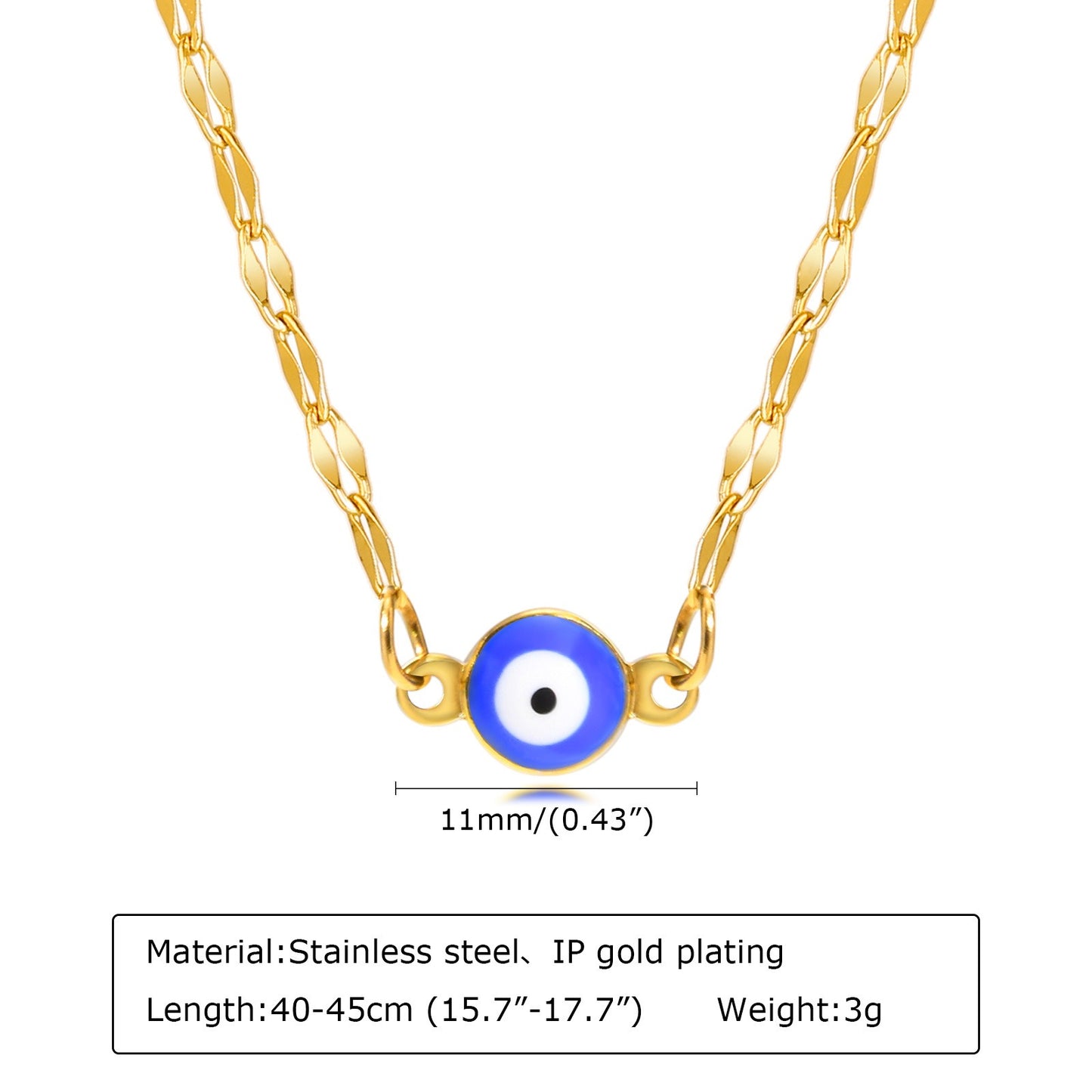 Collar de acero inoxidable Kemstone con forma de ojo malvado y labios - Cadena dorada para mujer NC-1263