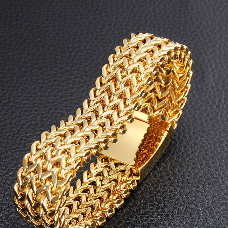 Kemstone Bold Chevron Chain Bracelet – 18K Gold Vacuum Plated Stainless Steel KB56408-D