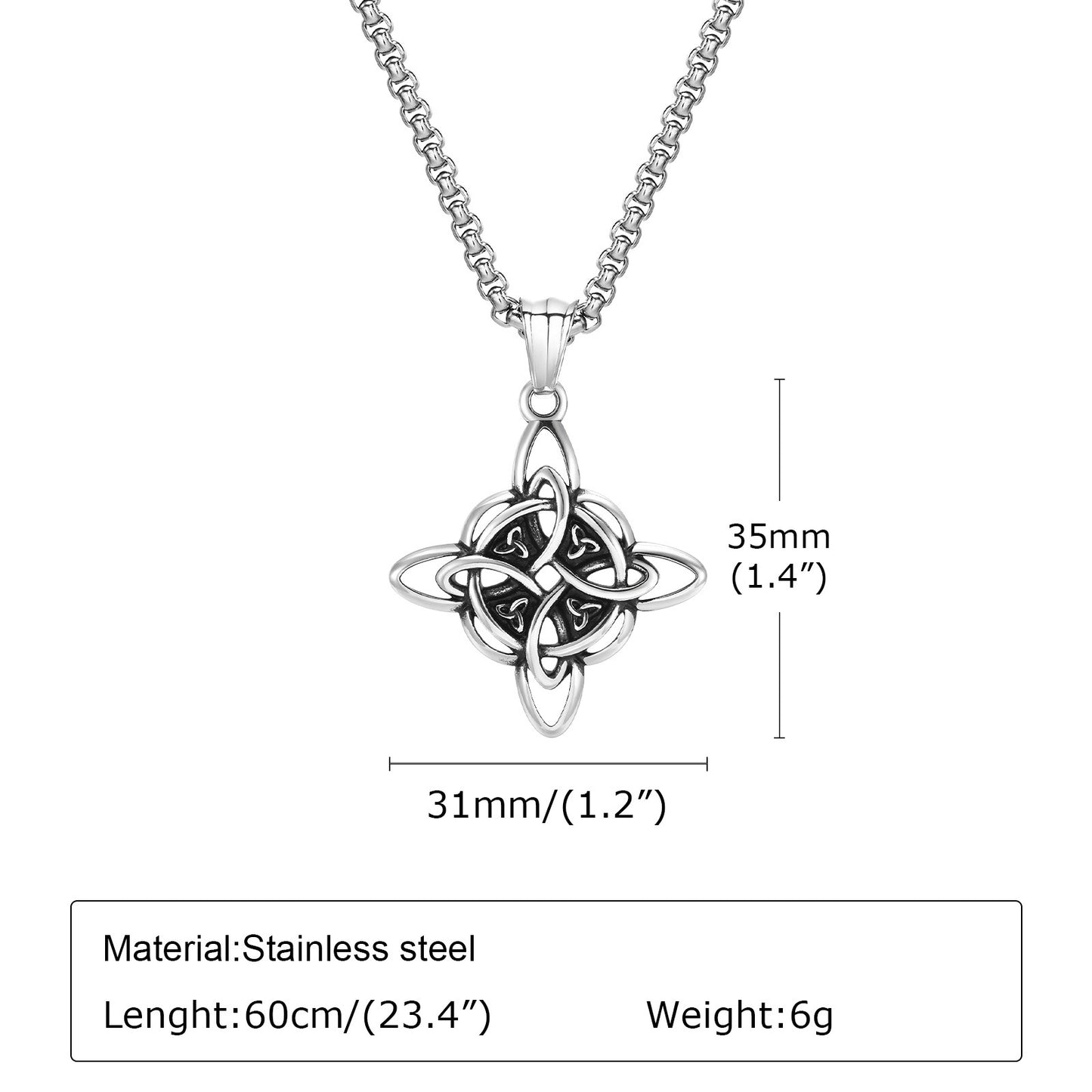 Men’s Celtic Knot Pendant Necklace – Stainless Steel Symbol of Power PN-1945