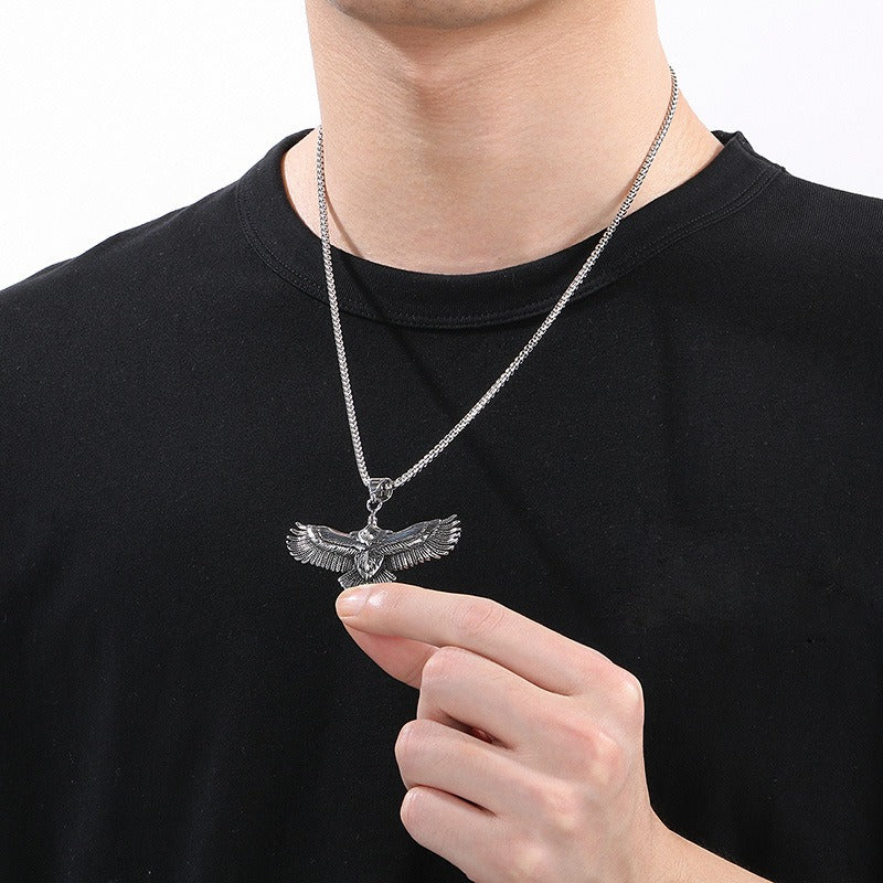 Kemstone Eagle Wingspan Pendant Necklace – 316L Stainless Steel Bold Men's Jewelry KP130928