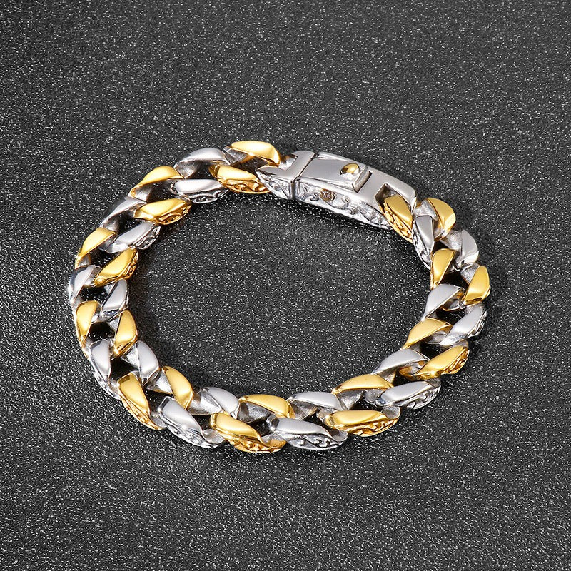 Kemstone Men's Titanium Steel Bracelet - Retro Floral Stainless Steel Cuff Elegance & Gift KB44060-D