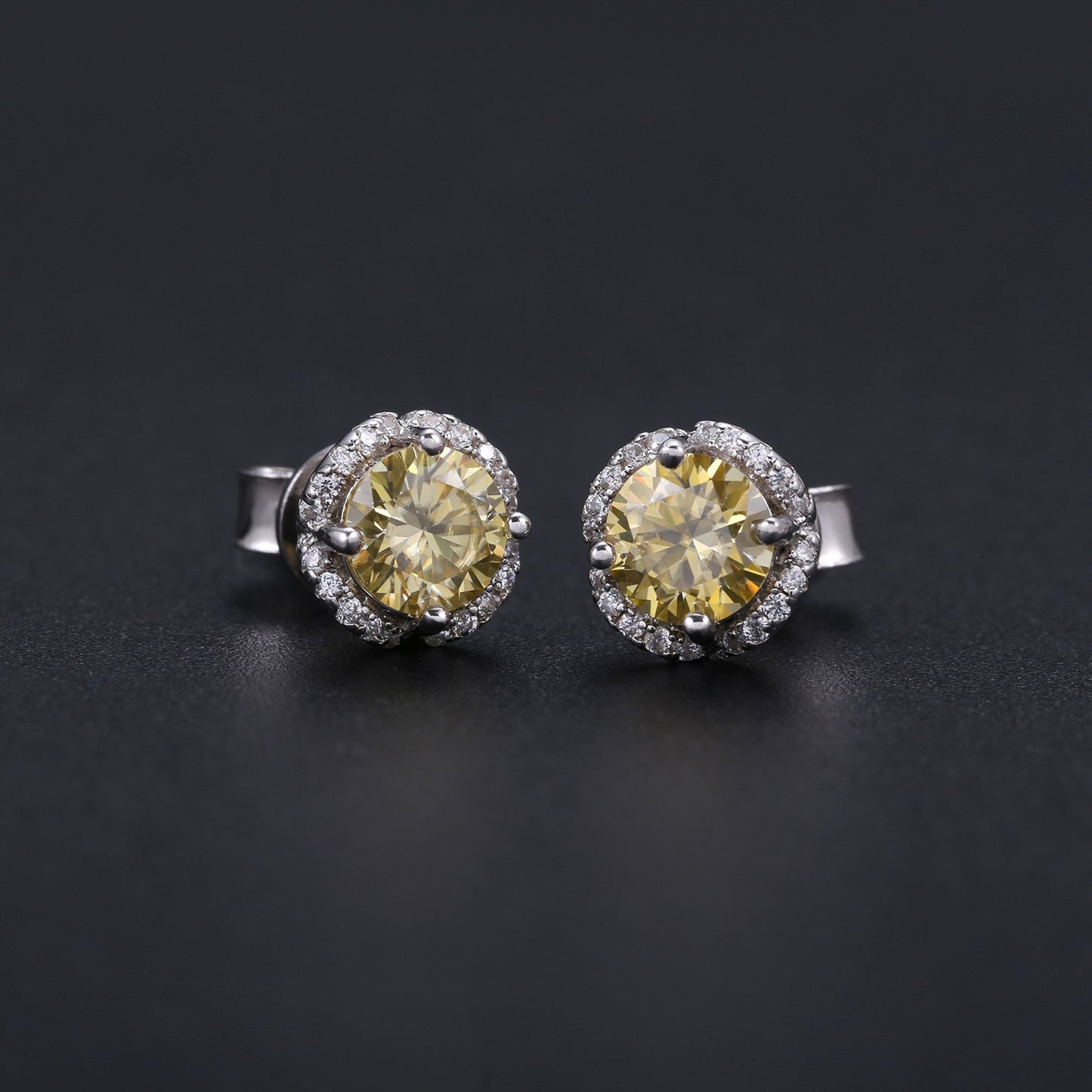 Kemstone Handcrafted 5mm VVS Moissanite Stud Earrings | 925 Sterling Silver, Elegant Diamond-Like Sparkle,K244282E