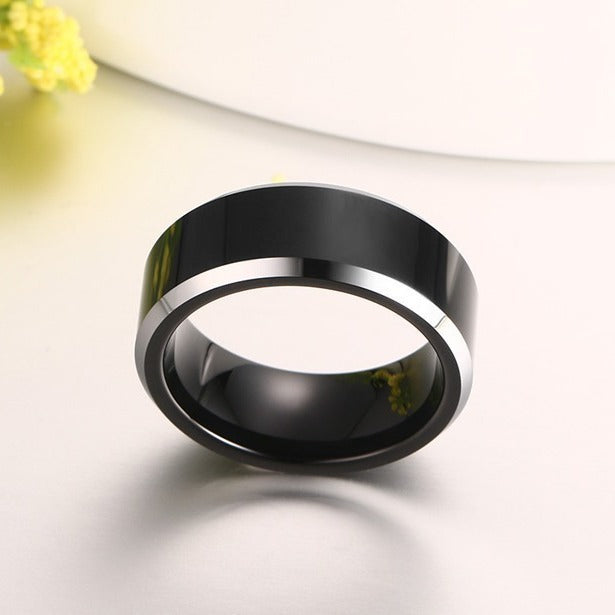 Kemstone Black 8mm Tungsten Carbide Ring for Men - Durable Anti-Scratch TCR-032