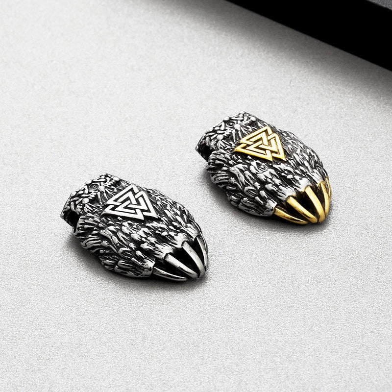 Kemstone Viking Odin Triangle Rune Bear Paw Stainless Steel Pendant Necklace KP130621-TLX