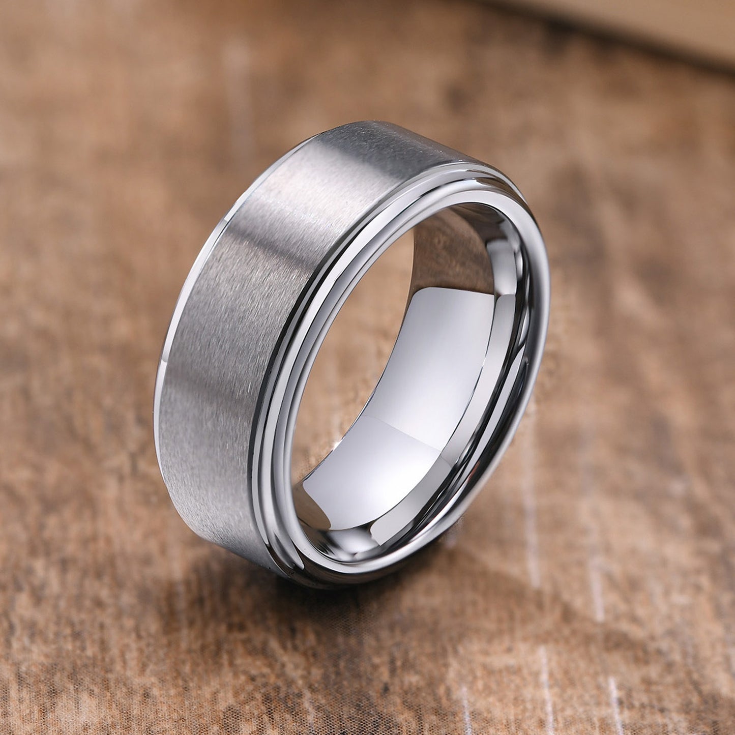 Anello in acciaio al tungsteno Kemstone da uomo - Moderno anello minimalista unisex nero opaco/blu acciaio/grigio satinato | Gioiello resistente e antigraffio TCR-015