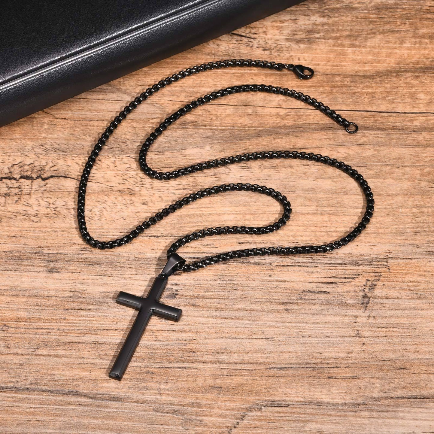 Steel Cross Pendant Necklace – Polished Minimalism in Silver, Gold & Black PN2045